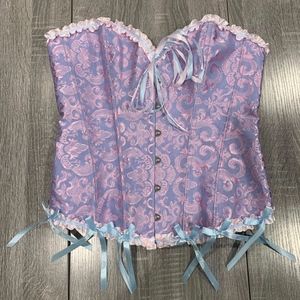Purple and lilac colored corset with blue ties